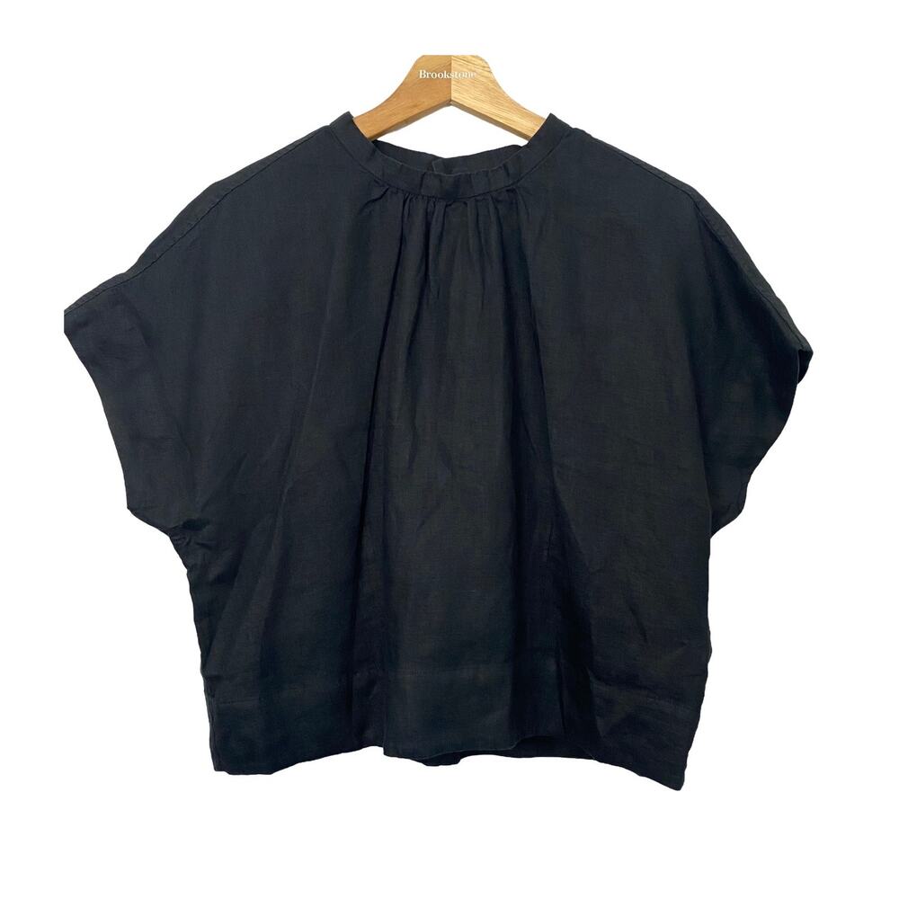 Everlane 100% Linen Black Relaxed Short Sleeve Top - 8 - Pre-Owned
